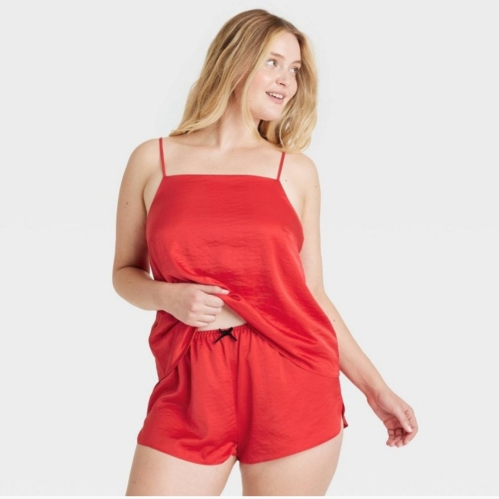 Women's Satin Cami Pajama Top - Auden Red XS